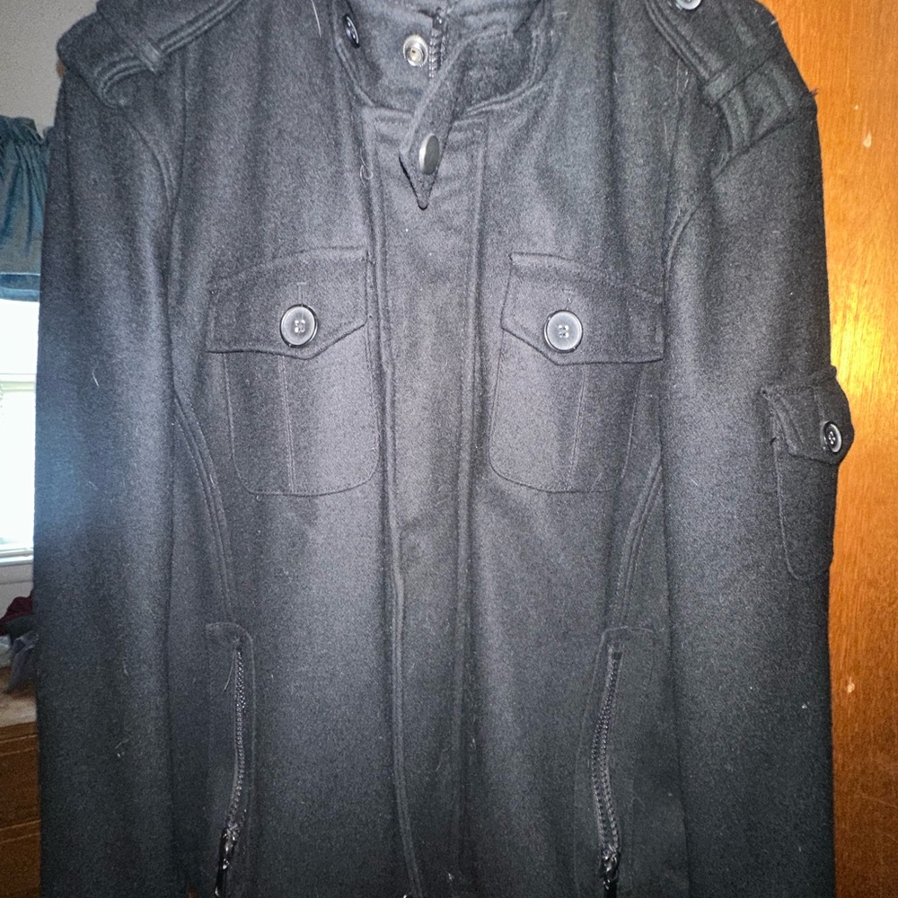 INC International Concepts Black Military Field Jacket